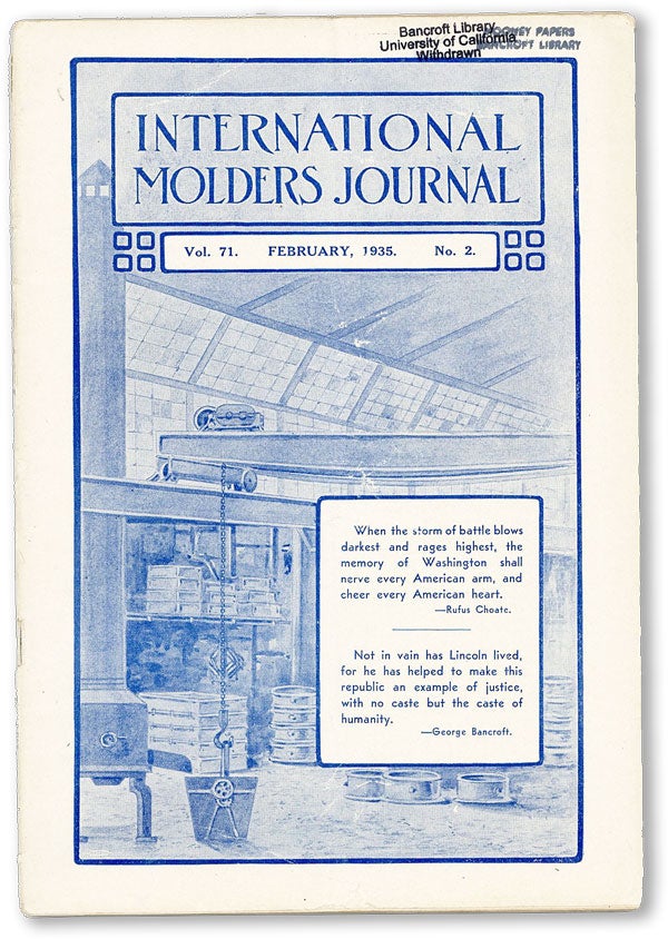 Item #46177] International Molders Journal. Vol. 71, no.2 (February 1935). INTERNATIONAL MOLDERS'...