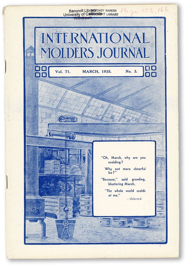 Item #46178] International Molders Journal. Vol. 71, no.3 (March 1935). INTERNATIONAL MOLDERS'...