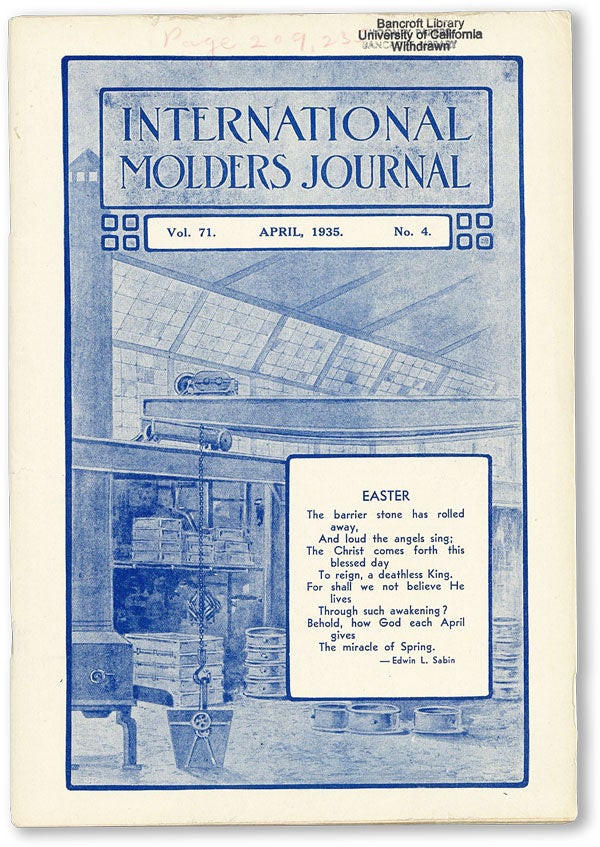 Item #46179] International Molders Journal. Vol. 71, no.4 (April 1935). INTERNATIONAL MOLDERS'...