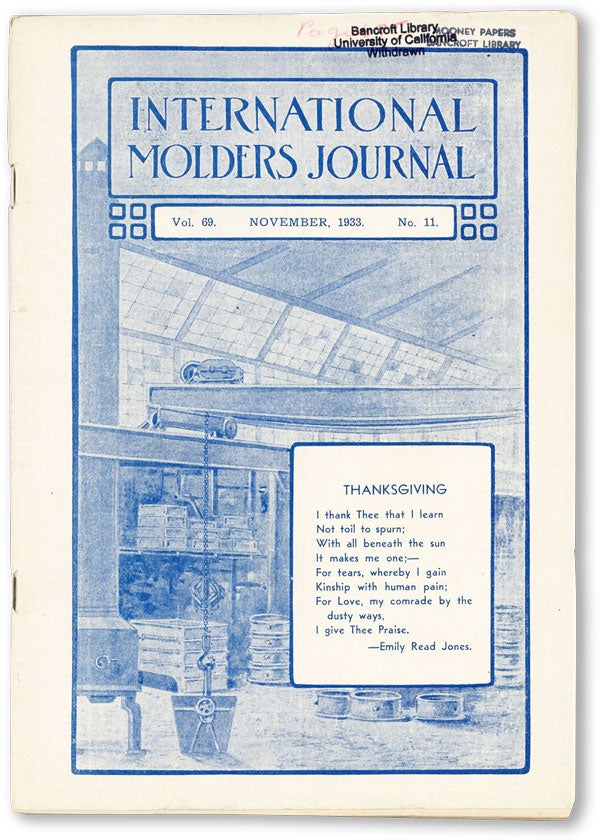 Item #46185] International Molders Journal. Vol. 69 no.11 (November, 1933). INTERNATIONAL...