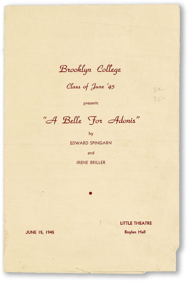 Item #46357] [Playbill] Brooklyn College Class of June '45 Presents "A Belle for Adonis" by...