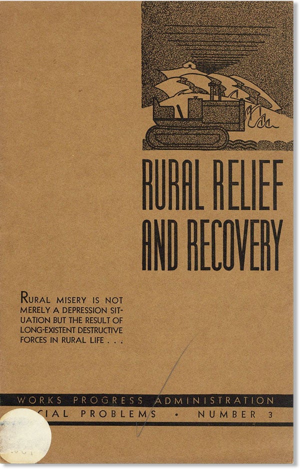 Item #46393] Rural Relief and Recovery. Rupert B. VANCE