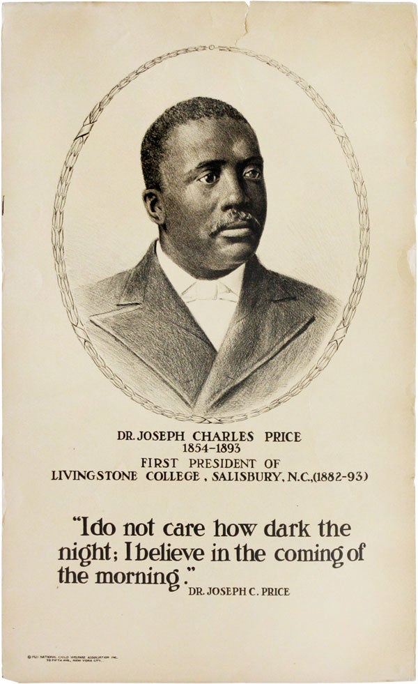 Item #46775] Poster: Dr. Joseph Charles Price, 1854-1893. First President of Livingstone College,...