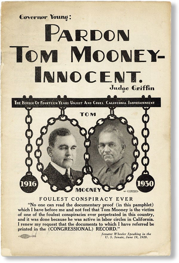 Item #47403] [Cover title] Governor Young: Pardon Tom Mooney - Innocent. Judge Griffin [with]...
