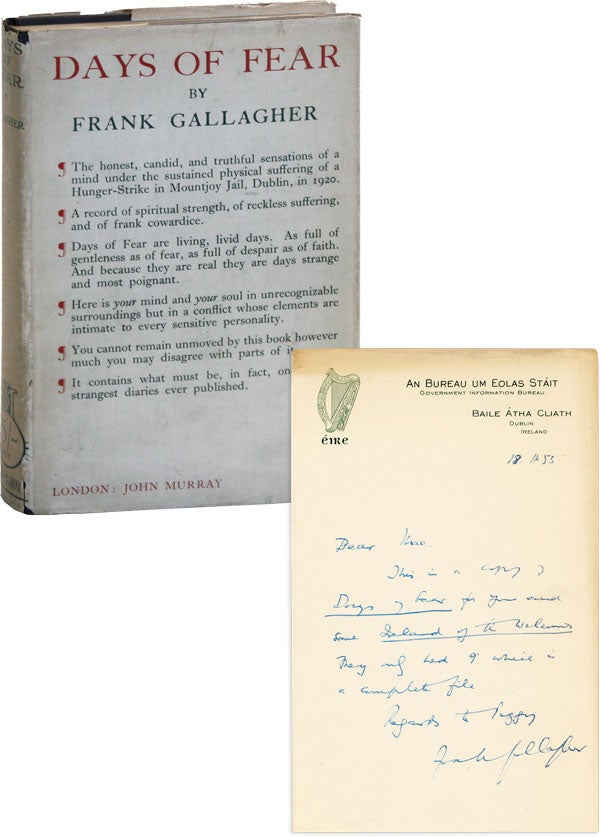 [Item #47629] Days of Fear [Two Editions] [WITH] Autograph Note Signed. IRELAND, Frank GALLAGHER.