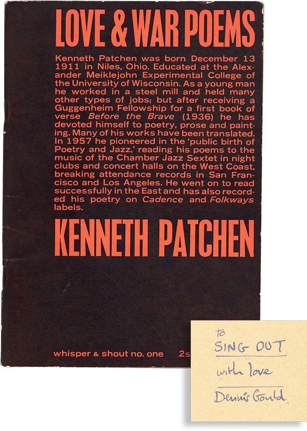 Item #48381] Love & War Poems [Whisper & Shout - No.1] - Inscribed by Dennis Gould. Kenneth...