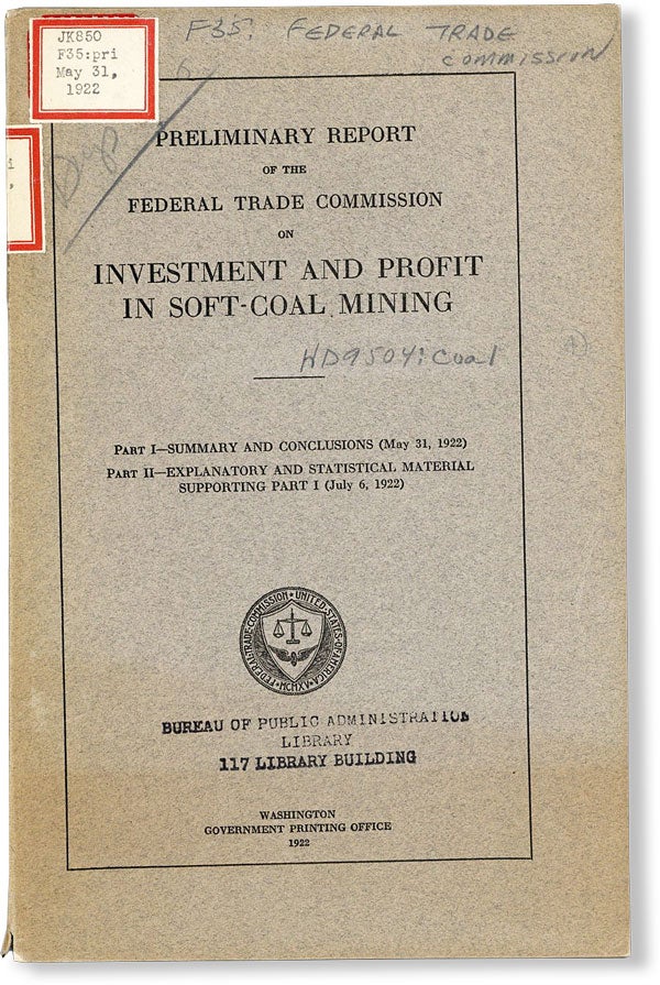 Item #48464] Preliminary Report of the Federal Trade Commission on Investment and Profit in...