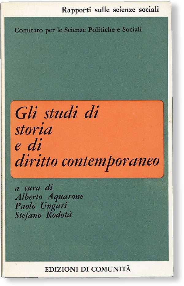 Item #48778] Gli Studi di Storia e di Diritto Contemporaneo. Alberto AQUARONE, eds