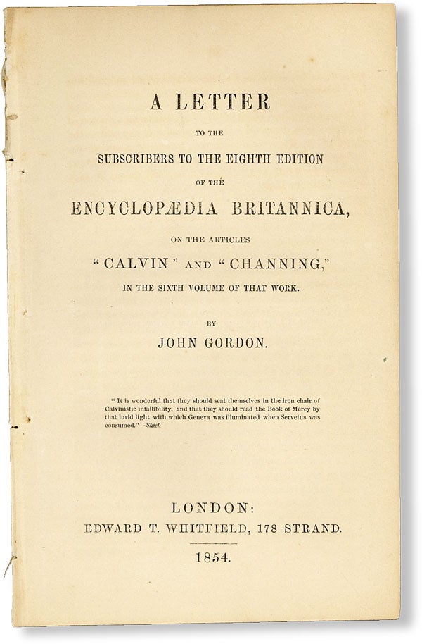 Item #48867] A Letter to the Subscribers to the Eighth Edition of the Encyclopædia Britannica,...