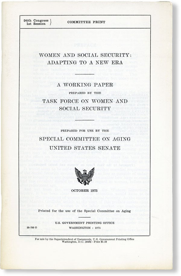 Item #48880] Women and Social Security: Adapting to a New Era. A Working Paper Prepared by the...