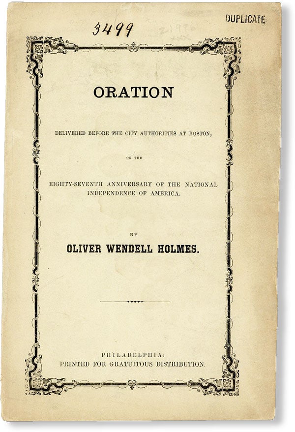 Item #48896] Oration Delivered Before the City Authorities at Boston, on the Eighty-Seventh...