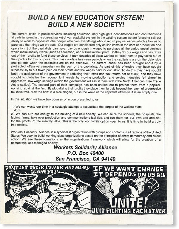 [Item #48978] Build a New Education System! Build a New Society! WORKERS SOLIDARITY ALLIANCE.