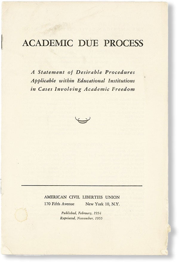 Item #49042] Academic Due Process: A Statement of Desirabe Procedures Applicable within...