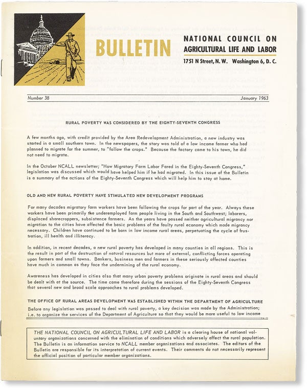 Item #49072] Bulletin, No. 38, January, 1963. NATIONAL COUNCIL ON AGRICULTURAL LIFE AND LABOR