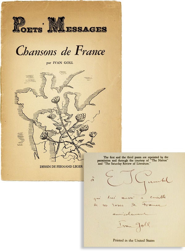 Item #49228] Chansons de France [Inscribed Presentation Copy]. Ivan GOLL, illu Fernand Leger