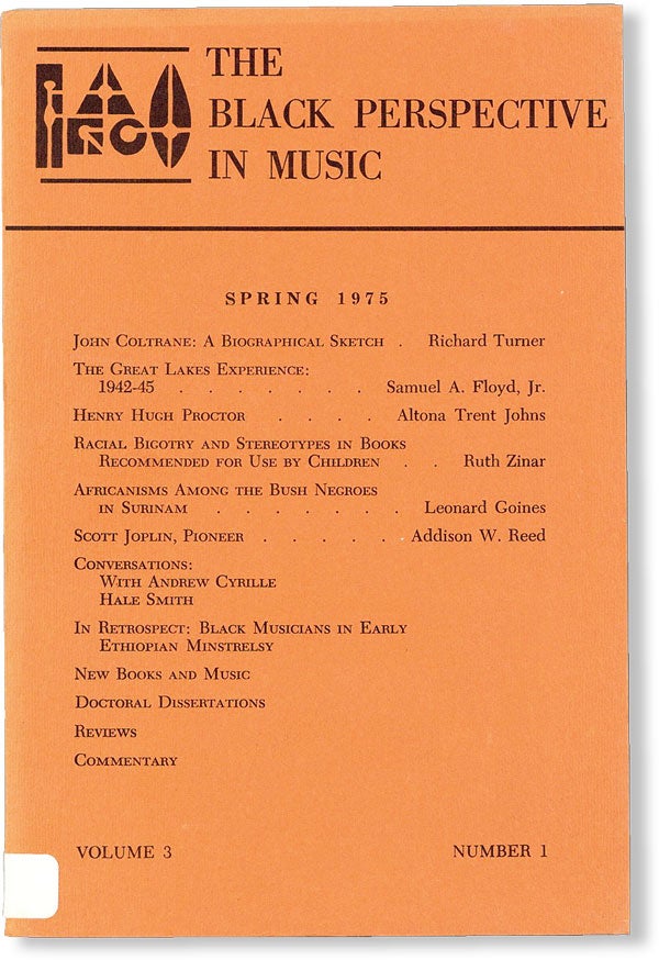 [Item #49277] The Black Perspective in Music - Vol.3, No.1 (Spring, 1975). AFRICAN AMERICANA, Eileen SOUTHERN, MUSIC.