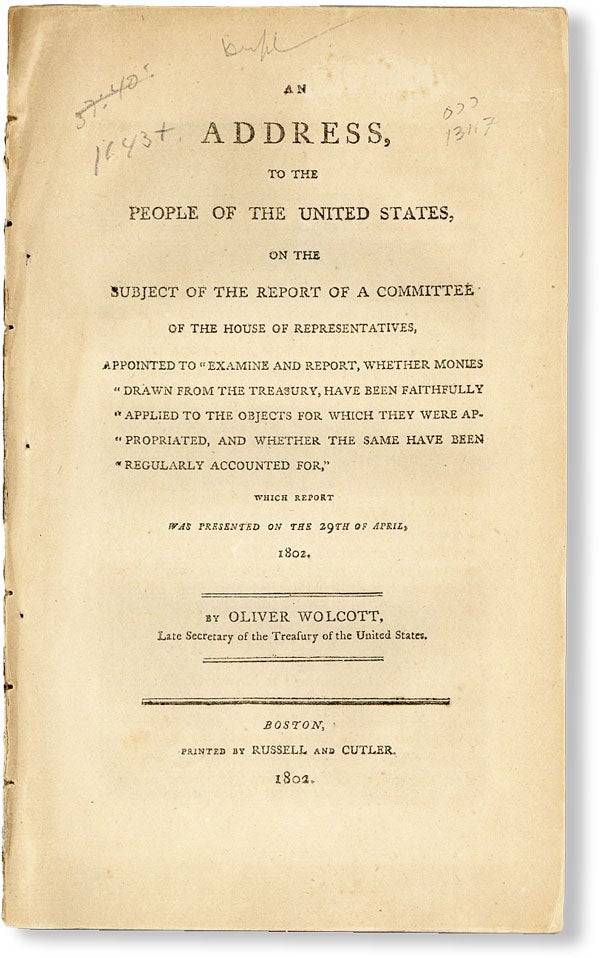 Item #49308] An Address, to the People of the United States, on the subject of the report of a...