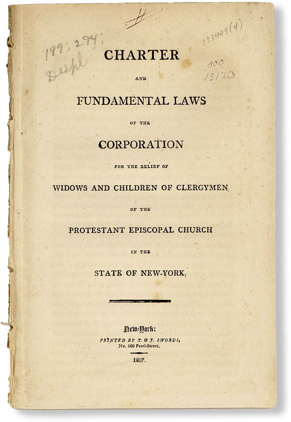 Item #49338] Charter and Fundamental Laws of the Corporation for the Relief of Widows and...