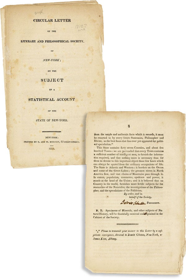Item #49369] Circular Letter of the Literary and Philosophical Society, of New-York; on the...
