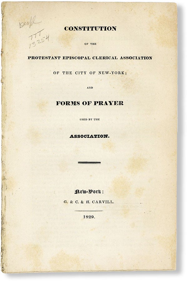 Item #49398] Constitution of the Protestant Episcopal Clerical Association of the City of...