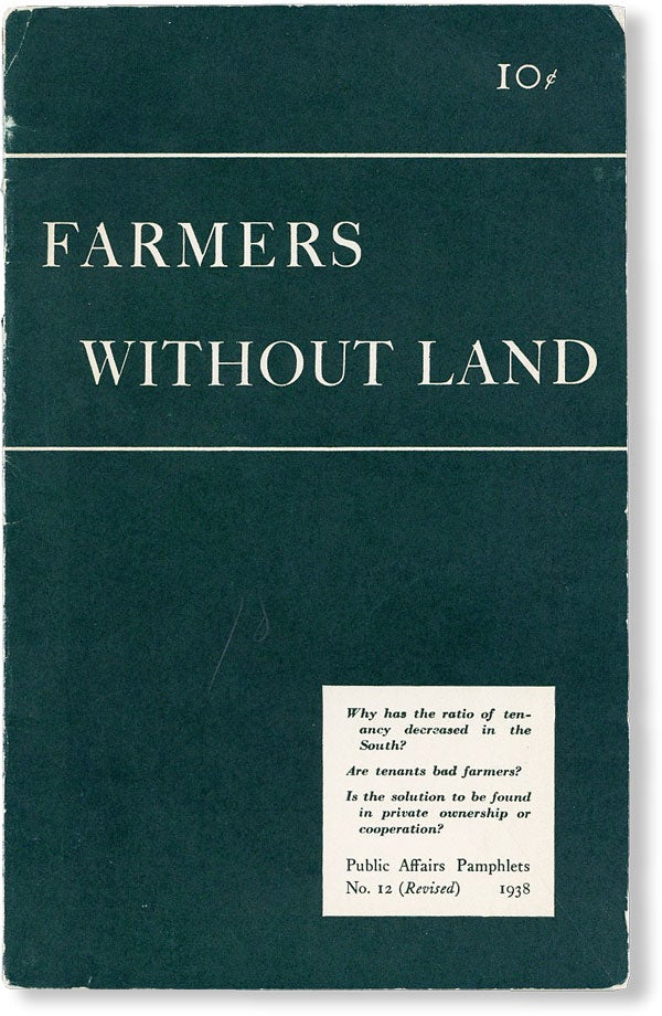 Item #49500] Farmers Without Land. Rupert B. VANCE