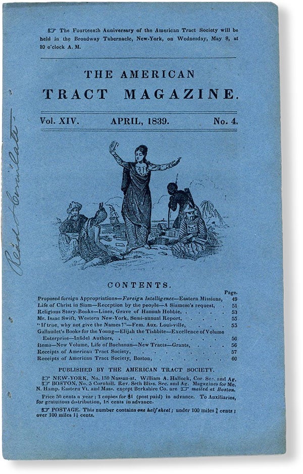 Item #49761] The American Tract Magazine, Vol. XIV, no. 4, April, 1839. AMERICAN TRACT SOCIETY