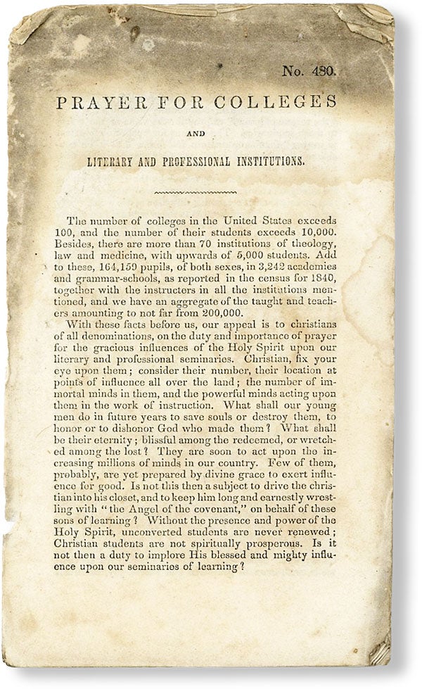Item #49772] Prayer for Colleges and Literary and Professional Institutions [No. 480]. AMERICAN...
