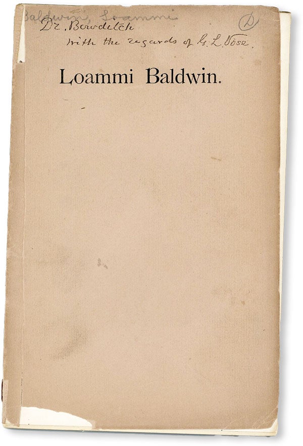 Item #49879] A Sketch of the Life and Works of Loammi Baldwin, Civil Engineer, Read before the...