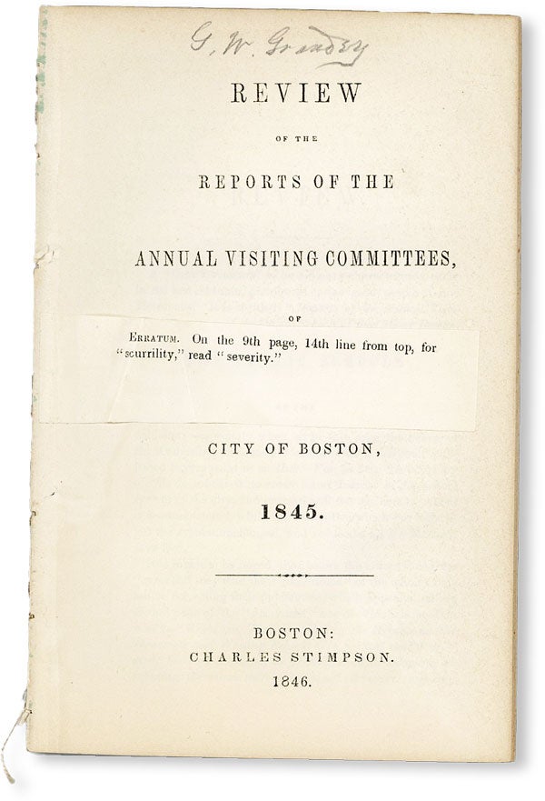 Item #49963] Review of the Reports of the Annual Visiting Committees, of the Public Schools of...