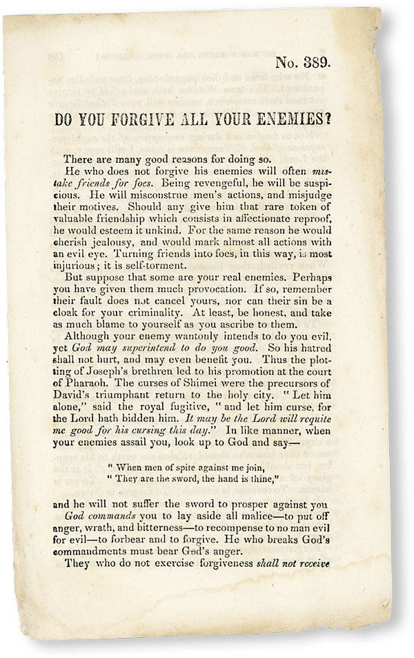 Item #49992] Do You Forgive All Your Enemies? [No. 389]. AMERICAN TRACT SOCIETY