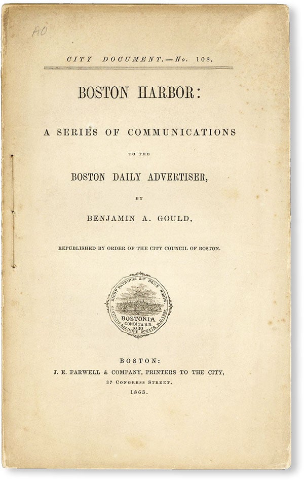 Item #50185] Boston Harbor: A Series of Communications to the Boston Daily Advertiser [City...