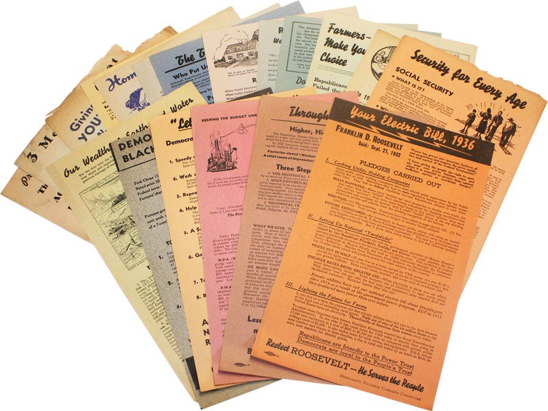 [Item #50929] 19 Democratic Party Campaign Broadsides for the Elections of 1938. FDR, Democratic National Campaign Committee, NEW DEAL.