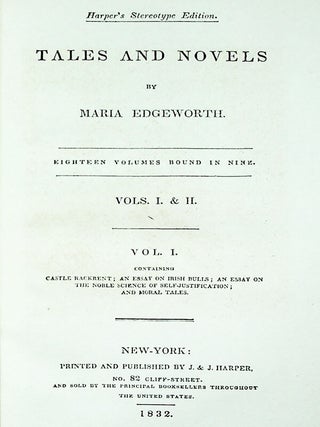 Novels and Tales by Maria Edgeworth. Harper's Stereotype Edition. Twenty Volumes, Bound in Ten