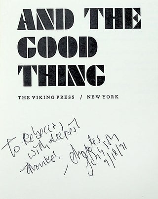 Faith and the Good Thing [Inscribed]