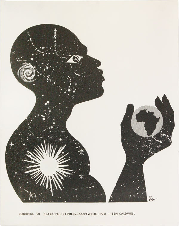 Item #52991] Poster: Journal of Black Poetry Press. AFRICAN AMERICANA, Benjamin CALDWELL