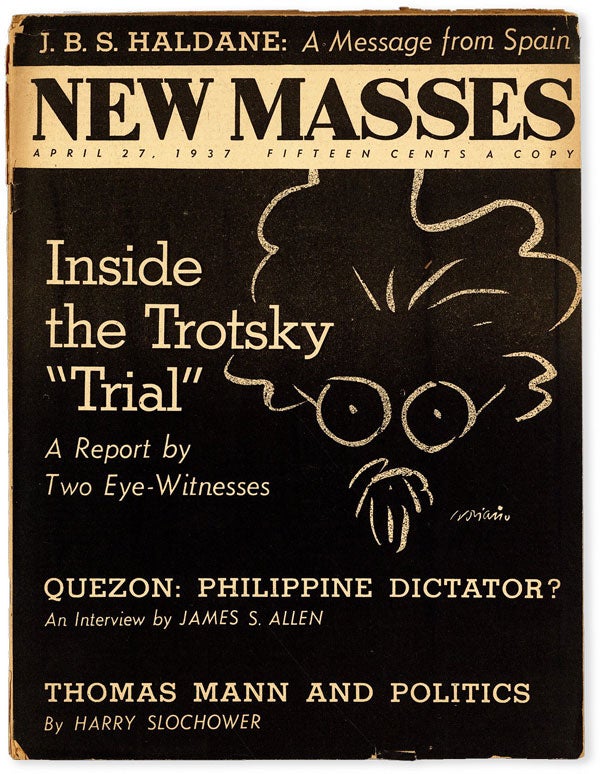 New Masses - Vol.XXIII, No.6 (April 27, 1937. SORIANO, cover art.