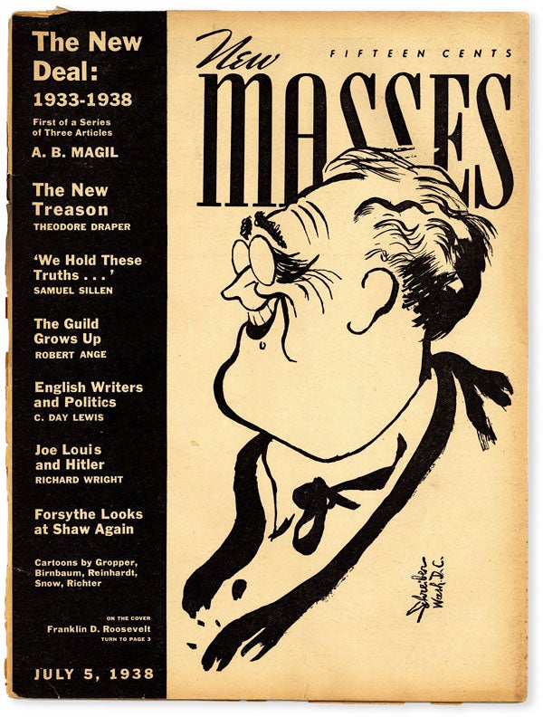 New Masses - Vol.XXVIII, No.2 (July 5, 1938. Georges SCHREIBER, Richard WRIGHT, cover art, contributor.