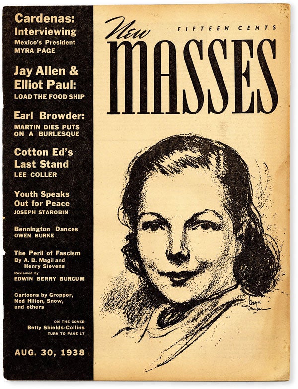 Item #53360] New Masses - Vol.XXVIII, No.10 (August 30, 1938). Gregor DUNCAN, cover art