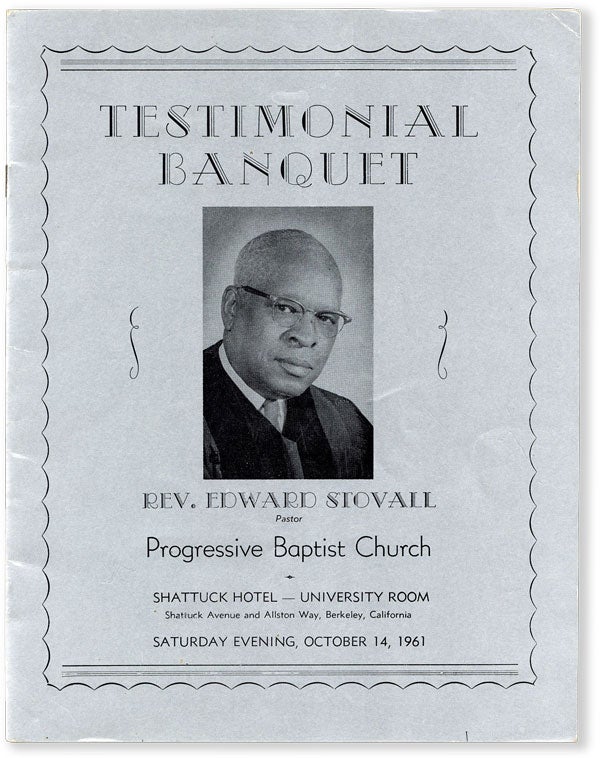 Item #54604] Testimonial Banquet - Rev. Edward Stovall, Pastor, Progressive Baptist Church....