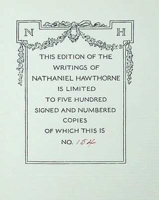 The Complete Writings of Nathaniel Hawthorne. Autograph Edition, with Portraits, Illustrations, and Facsimiles in Twenty-Two Volumes [plus Woodberry's "Life," large-paper edition, uniformly bound]