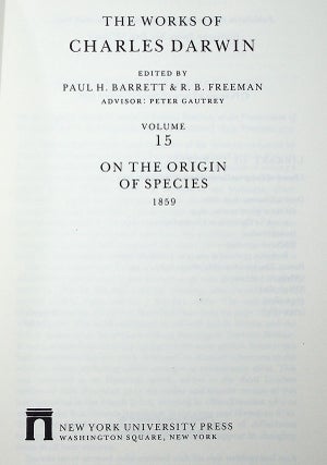 On the Origin of Species. The Works of Charles Darwin, vol. 15