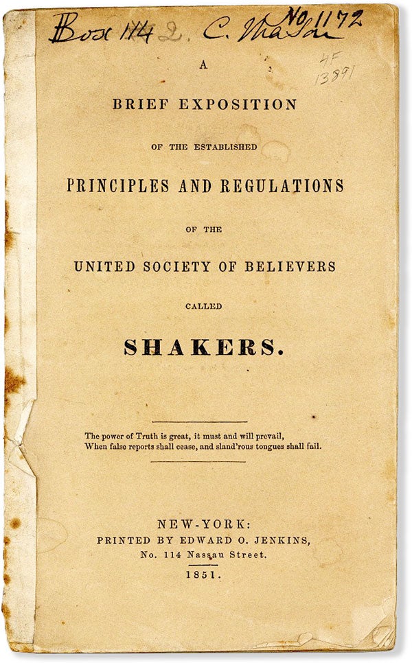 Item #55399] A Brief Exposition of the Established Principles and Regulations of the United...