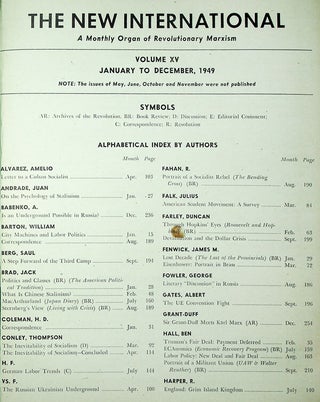 The New International. A Monthly Organ of Revolutionary Marxism. Volume XV, January to December 1949