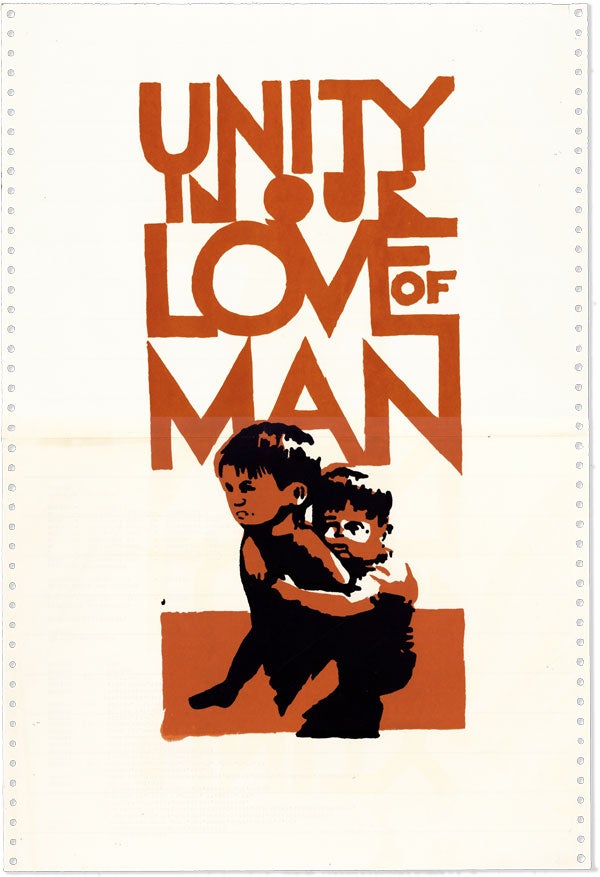 Poster: Unity In Our Love of Man. GRAPHICS, BERKELEY POLITICAL POSTER WORKSHOP.