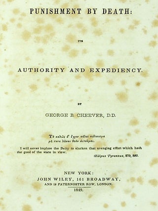 Punishment by Death: its Authority and Expediency