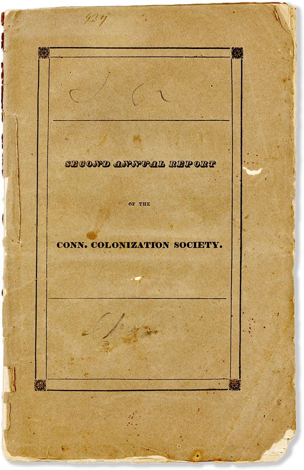 Item #56412] Second Annual Report of the Managers of the Colonization Society, of the State of...