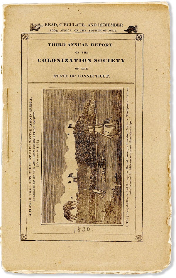 Item #56413] Third Annual Report of the Managers of the Colonization Society of the State of...