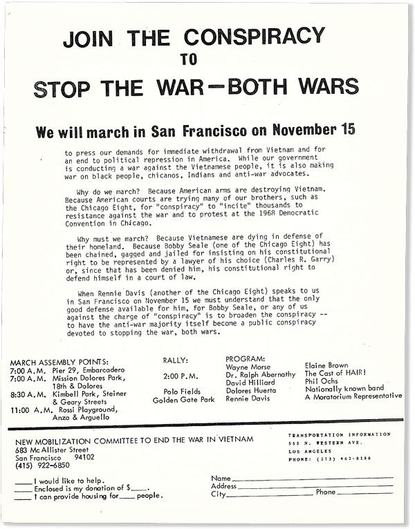 Item #56699] Join the Conspiracy to Stop the War - Both Wars. We will march in San Francisco on...