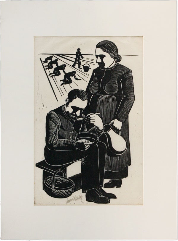 Item #57890] Linocut: [Landarbeiter] [Farmer]. GRAPHICS, ORIGINAL ART - GERMANY