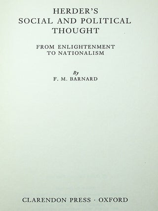 Herder's Social and Political Thought: From Enlightenment to Nationalism
